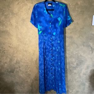 Vintage Lindor Floral Maxi Dress Attached Jacket 90s Rayon Boho Size 8